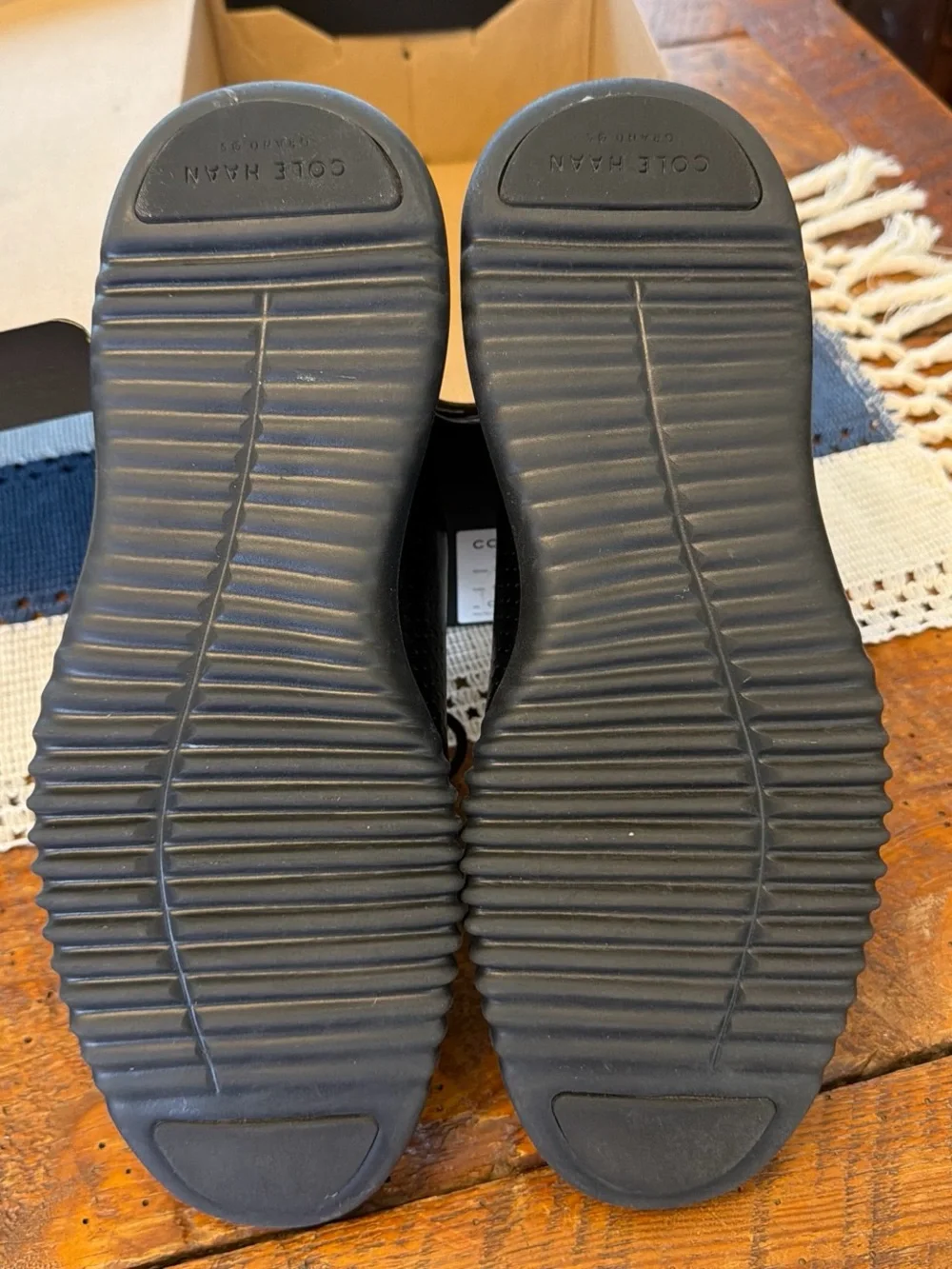 Cole Haan Black Perforated Leather Oxford Shoes
